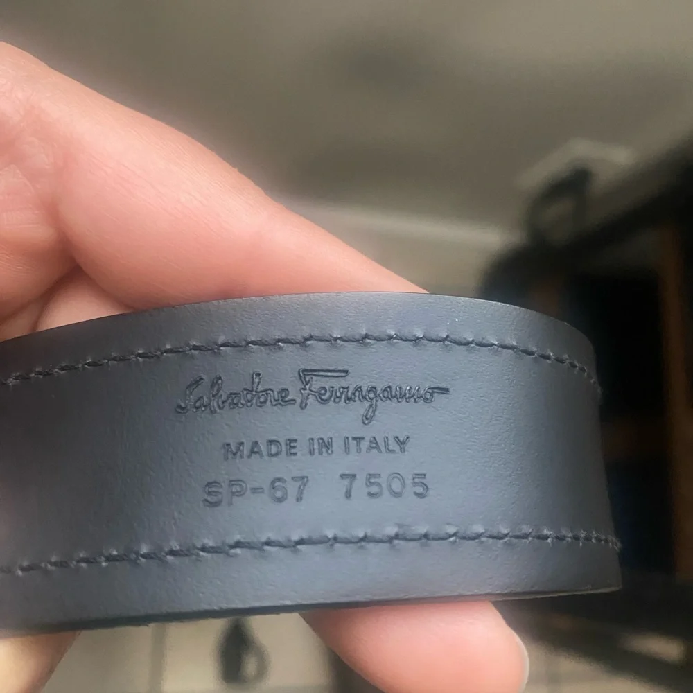 Salvatore Ferragamo Navy Blue Suede Belt Classic Design